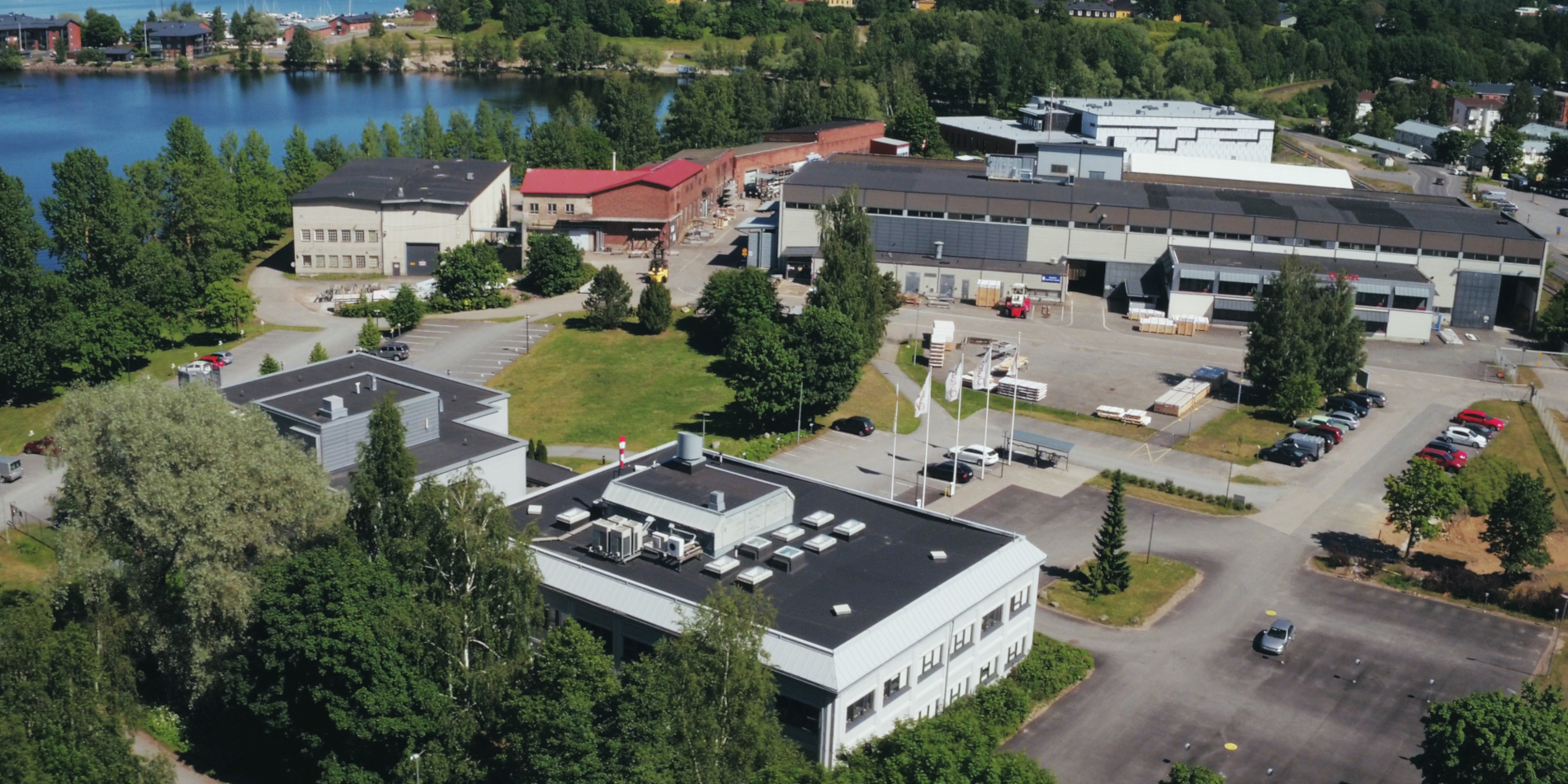 Metso's Lappeenranta factory area photographed from the air. 